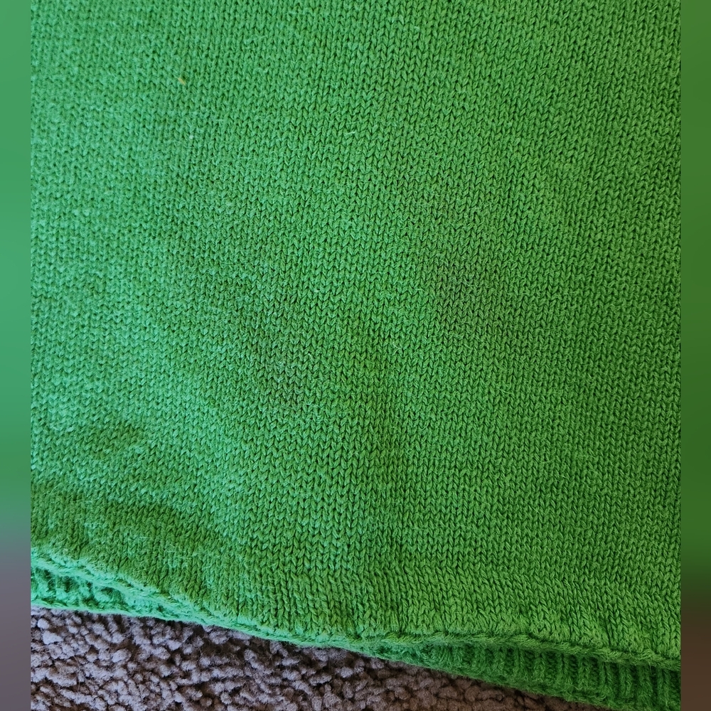 Vtg Michael Simon Kelly Green Cotton Farm Animals Cardigan Yarn Zoo Spring Med - Picture 8 of 8